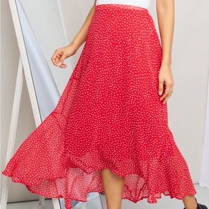 Zenana Polka Dot Ruffle Hem Midi Skirt. ❤️